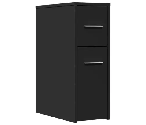 Šaurs Vannasistabas Skapis Ar Riteņiem, Melns, Konstruēts Koks Vidaxl