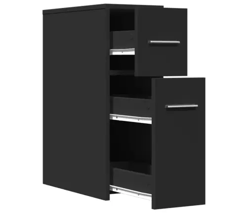 Šaurs Vannasistabas Skapis Ar Riteņiem, Melns, Konstruēts Koks Vidaxl