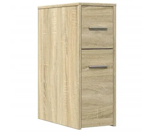 Šaurs Vannasistabas Skapis Ar Riteņiem, Ozolkoka Krāsa Vidaxl