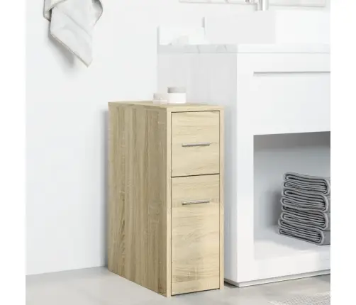 Šaurs Vannasistabas Skapis Ar Riteņiem, Ozolkoka Krāsa Vidaxl