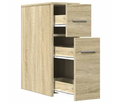 Šaurs Vannasistabas Skapis Ar Riteņiem, Ozolkoka Krāsa Vidaxl