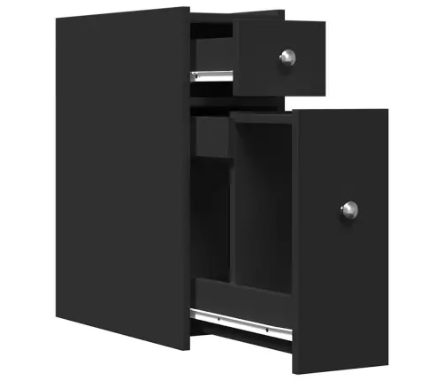 Kitsas Vannitoa Kummut Ratastega, Must, Tehispuit