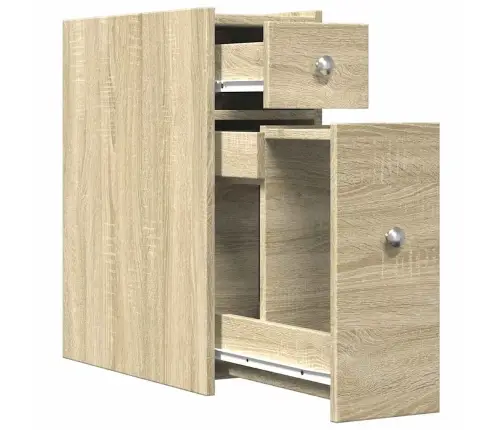 Šaurs Vannasistabas Skapis Ar Riteņiem, Ozolkoka Krāsa Vidaxl