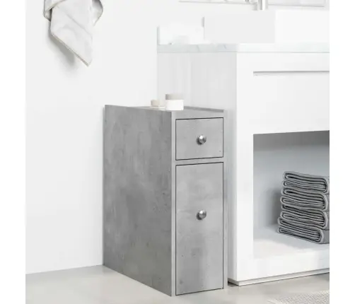 Šaurs Vannasistabas Skapis Ar Riteņiem, Betona Pelēks Vidaxl