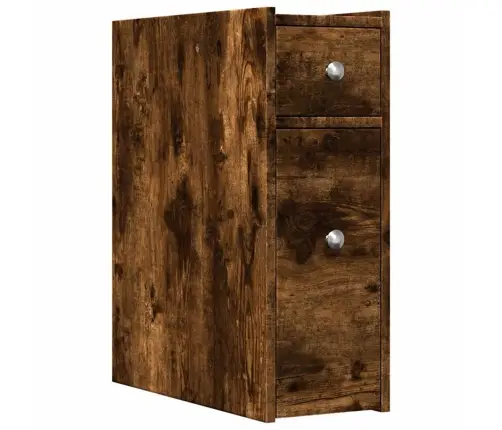 Šaurs Vannasistabas Skapis Ar Riteņiem, Ozolkoka Krāsa Vidaxl