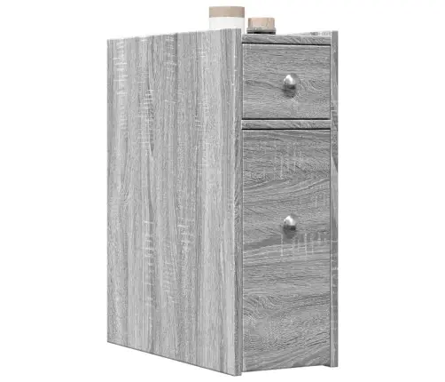 Vonios Kambario Spintelė Su Ratukais, Pilka Ąžuolo, Mediena