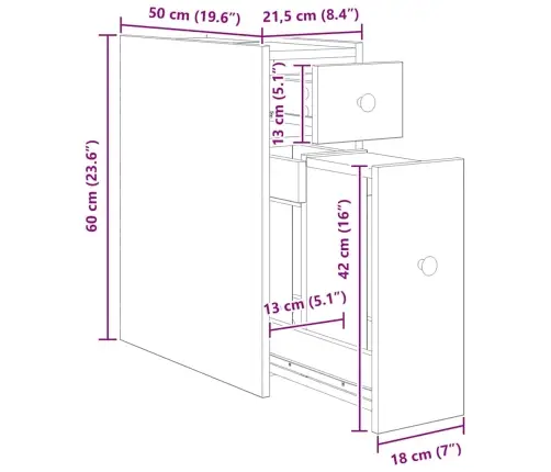 Vonios Kambario Spintelė Su Ratukais, Artisano Ąžuolo, Mediena