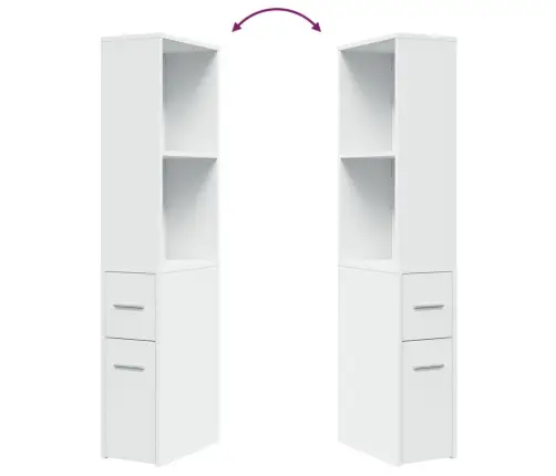 Kitsas Vannitoa Kummut Ratastega, Valge, Tehispuit