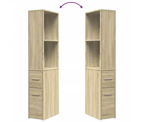 Šaurs Vannasistabas Skapis Ar Riteņiem, Ozolkoka Krāsa Vidaxl