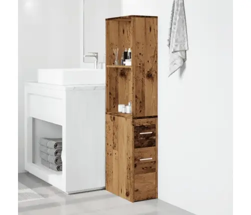 Šaurs Vannasistabas Skapis Ar Riteņiem, Veca Koka Krāsā Vidaxl