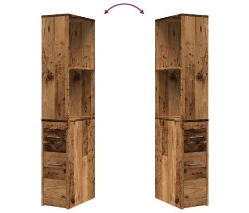 Šaurs Vannasistabas Skapis Ar Riteņiem, Veca Koka Krāsā Vidaxl