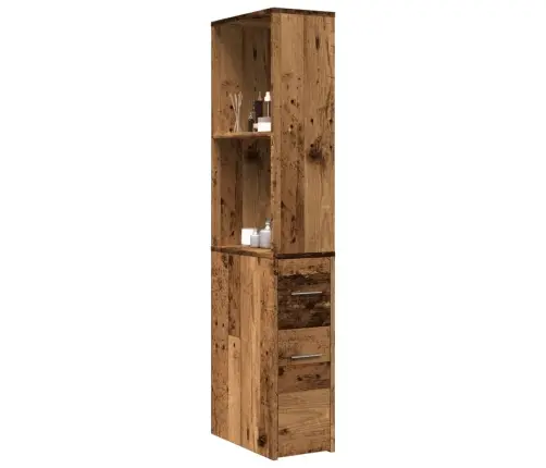 Šaurs Vannasistabas Skapis Ar Riteņiem, Veca Koka Krāsā Vidaxl