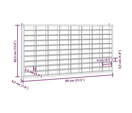 Medinė Kolekcinė Vitrina Su 80 Skyrių, 80X4,5X40,5 Cm