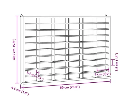 Puidust Kollektsionääri Vitriinkast 60 Sektsiooniga 60 X 4,5 X 40,5 Cm Puidust Kollektsionääri Vitriinkast 60 Sektsiooniga 60 X 4,5 X 40,5 Cm