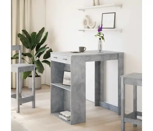 Bāra Galdiņš, Betona Pelēks, 102X70X103,5 Cm, Inženierijas Koks Vidaxl