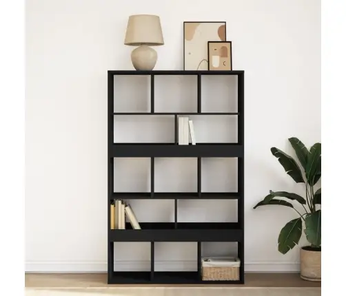 Knygų Spinta, Juodos Spalvos, 100X33X156,5cm Apdirbta Mediena