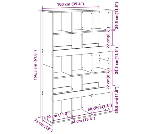 Grāmatplaukts, Ozola Krāsa, 100X33X156,5 Cm, Inženierijas Koks Vidaxl
