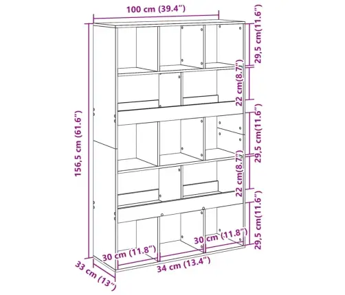 Raamaturiiul, Hall Sonoma Tamm, 100X33X156,5 cm Tehispuit