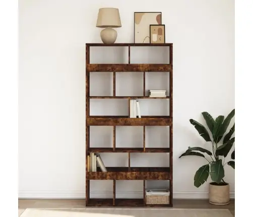 Knygų Spinta, Dūminio Ąžuolo, 100X33X187,5cm Apdirbta Mediena