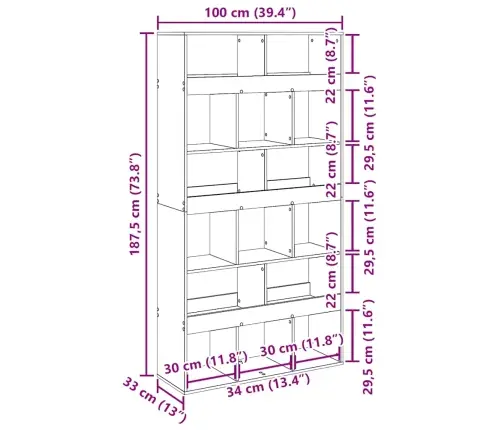 Grāmatu Plaukts, Koka Krāsa, 100X33X187,5 Cm, Inženierijas Koks Vidaxl