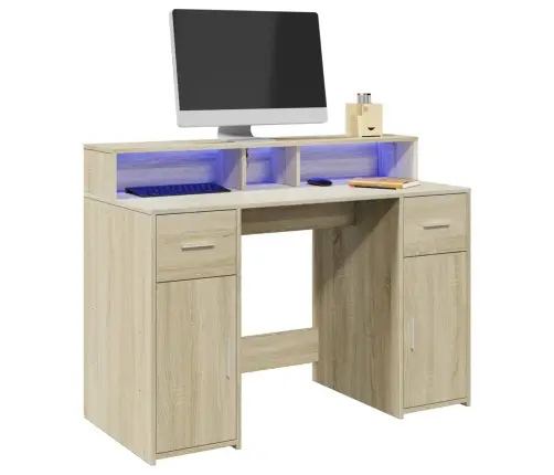 Rašomasis Stalas Su Led Apšvietimu, Ąžuolo, 97X45X90cm Mediena