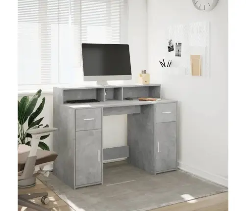 Rašomasis Stalas Su Led, Betono Pilkas, 120X55X91cm Mediena