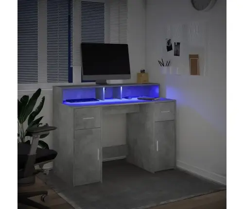 Rašomasis Stalas Su Led, Betono Pilkas, 120X55X91cm Mediena
