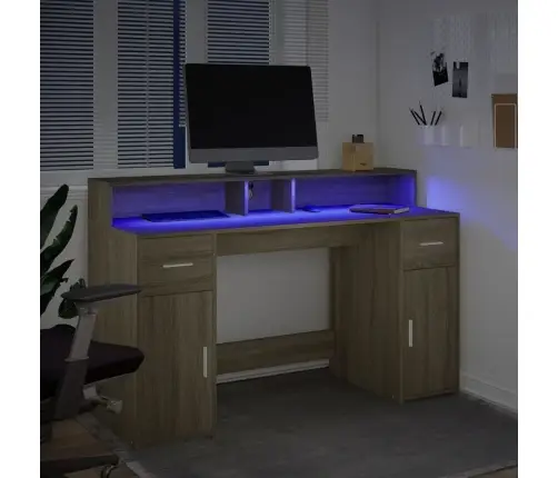 Rašomasis Stalas Su Led Apšvietimu, Ąžuolo, 140X55X91Cm