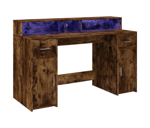 Kirjutuslaud Led-Tuledega, Suitsutatud Tamm, 140X55X91 Cm