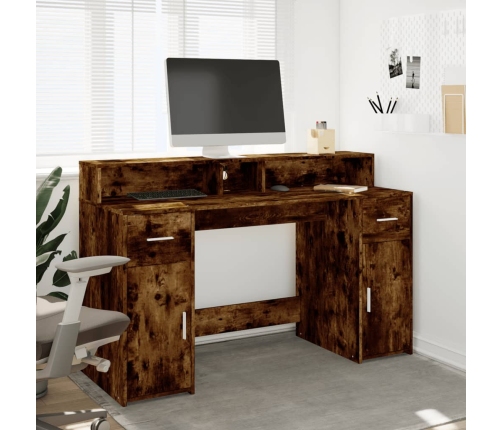 Kirjutuslaud Led-Tuledega, Suitsutatud Tamm, 140X55X91 Cm