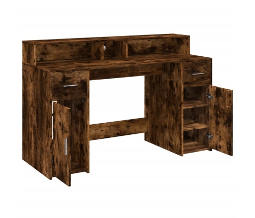 Kirjutuslaud Led-Tuledega, Suitsutatud Tamm, 140X55X91 Cm