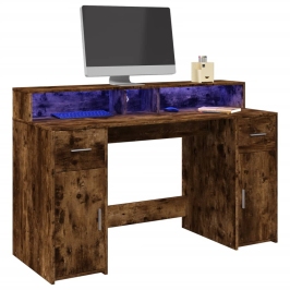 Kirjutuslaud Led-Tuledega, Suitsutatud Tamm, 140X55X91 Cm