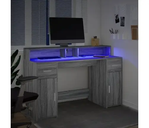 Rakstāmgalds, Led, Pelēka Ozola, 140X55X91Cm, Inženierijas Koks Vidaxl