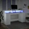Rašomasis Stalas Su Led Apšvietimu, Baltas, 160X55X91Cm