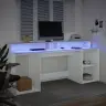 Kirjutuslaud Led-Tuledega, Valge, 200 X 55 X 91 cm Tehispuit