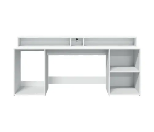 Kirjutuslaud Led-Tuledega, Valge, 200 X 55 X 91 cm Tehispuit