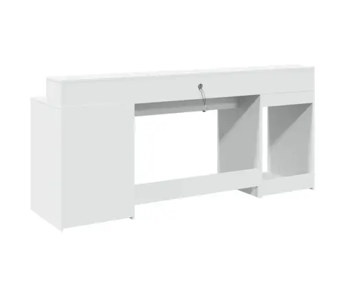 Kirjutuslaud Led-Tuledega, Valge, 200 X 55 X 91 cm Tehispuit