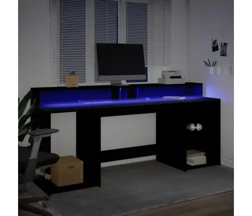 Rakstāmgalds, Led, 200X55X91 Cm, Konstruēts Koks, Melns Vidaxl