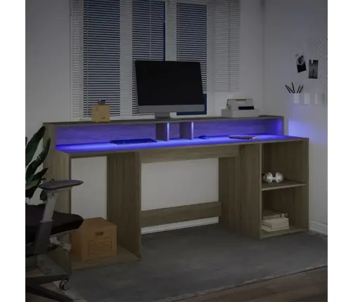 Rašomasis Stalas Su Led Apšvietimu, Ąžuolo, 200X55X91Cm