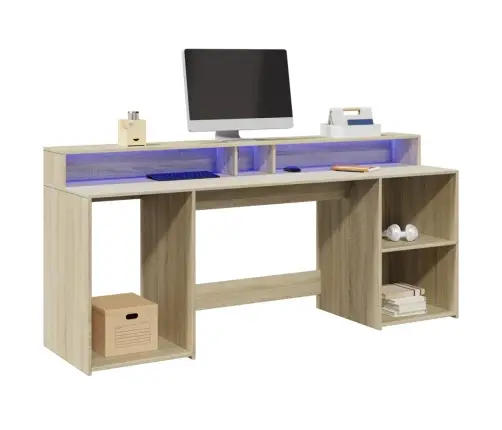 Rašomasis Stalas Su Led Apšvietimu, Ąžuolo, 200X55X91Cm