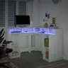 Rašomasis Stalas Su Led Apšvietimu, Baltas, 130X130X91Cm