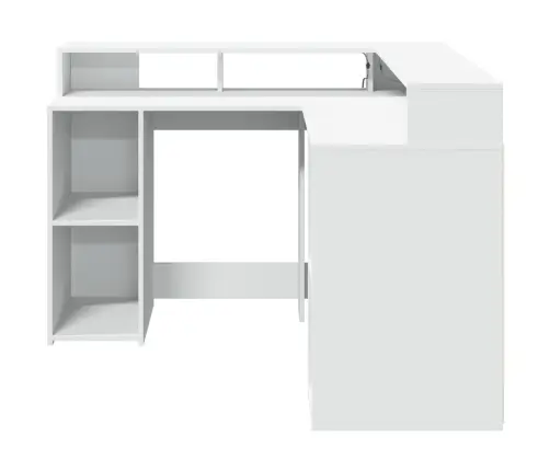 Rašomasis Stalas Su Led Apšvietimu, Baltas, 130X130X91Cm