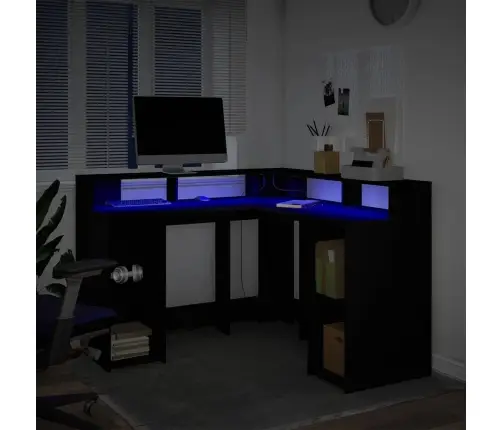 Rakstāmgalds, Led, 130X130X91 Cm, Konstruēts Koks, Melns Vidaxl