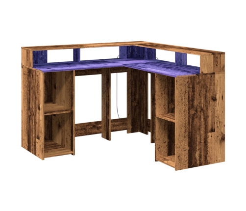 Kirjutuslaud Led-Tuledega, Vana Puit, 130X130X91 cm Tehispuit