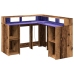 Kirjutuslaud Led-Tuledega, Vana Puit, 130X130X91 cm Tehispuit