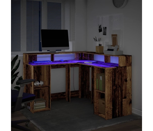 Kirjutuslaud Led-Tuledega, Vana Puit, 130X130X91 cm Tehispuit