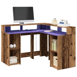 Kirjutuslaud Led-Tuledega, Vana Puit, 130X130X91 cm Tehispuit