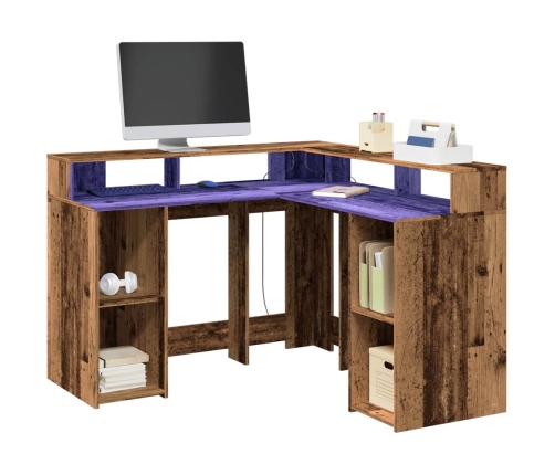 Kirjutuslaud Led-Tuledega, Vana Puit, 130X130X91 cm Tehispuit