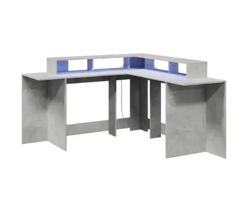 Kirjutuslaud Led-Tuledega, Betoonhall, 152X152X91 cm Tehispuit