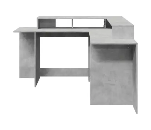 Kirjutuslaud Led-Tuledega, Betoonhall, 152X152X91 cm Tehispuit